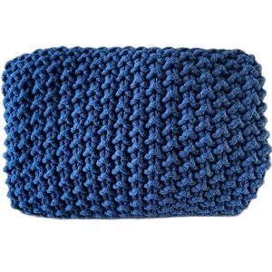 Pottery Barn Chunky Knit Bayside Seed Stitch Throw Blanket Navy Blue 44x56"